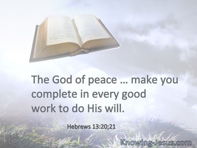 The God of peace … make you complete in every good work to do His will.